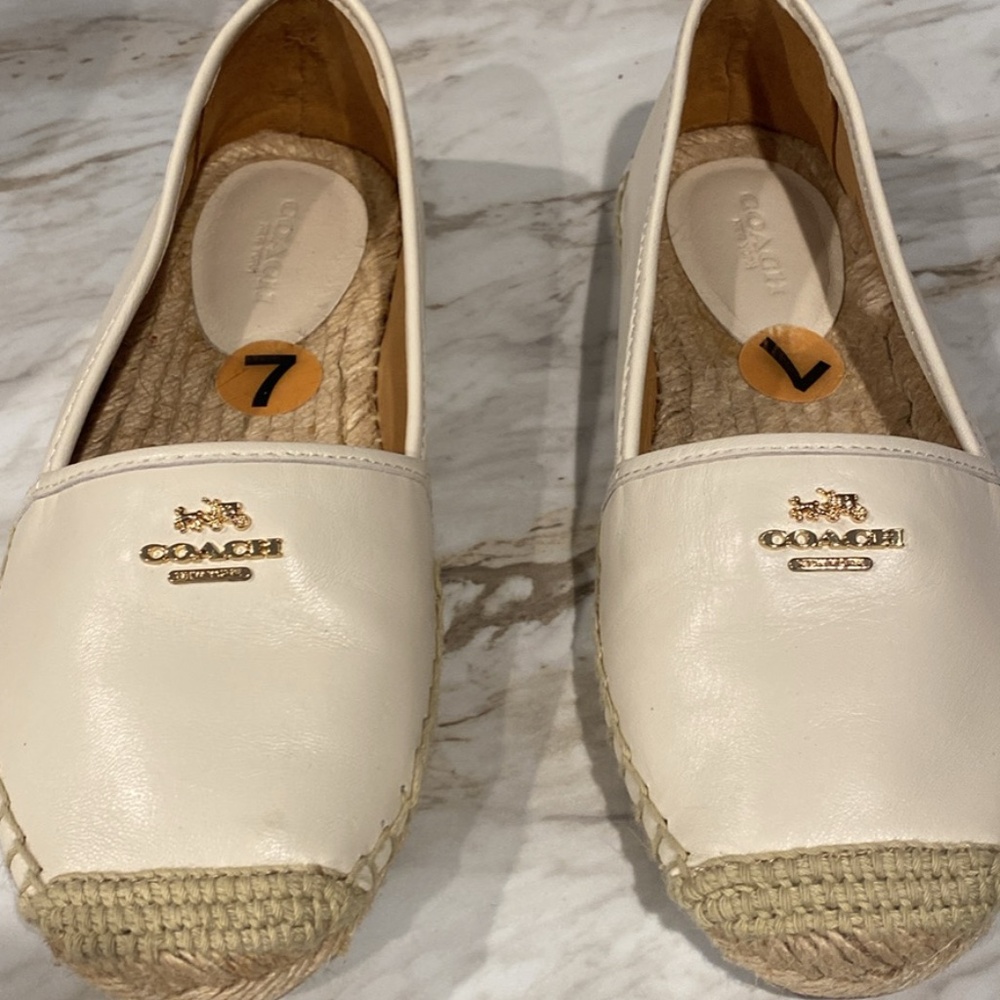 Authentic cream coach loafers , size 7